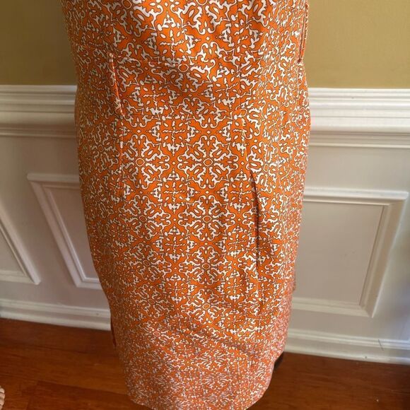 Raffaella petite fully lined orange and beige mini dress with side zipper SZ 14P - Picture 4 of 12